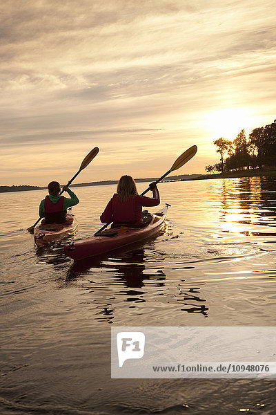 Two women kayaking