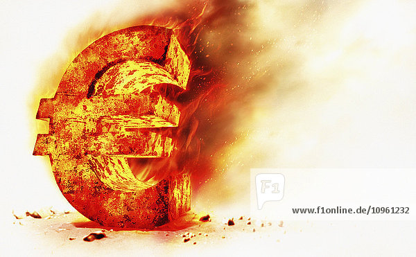 Rotes heißes brennendes Metall-Eurozeichen