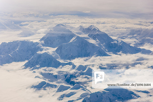 Aerial view of snowcovered Mt. McKinley's northwest buttress  Interior Alaska  Winter  USA