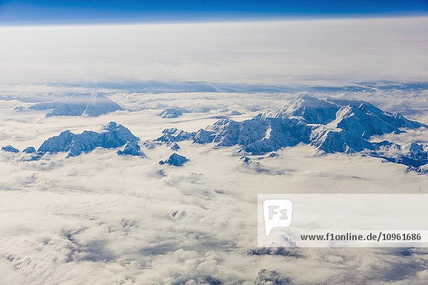 Aerial view of snowcovered Mt. McKinley's northwest buttress  Interior Alaska  Winter  USA