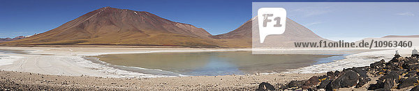 'Panoramic image of Laguna Verde in Bolivia's Altiplano region; Sur Lipez Bolivia'