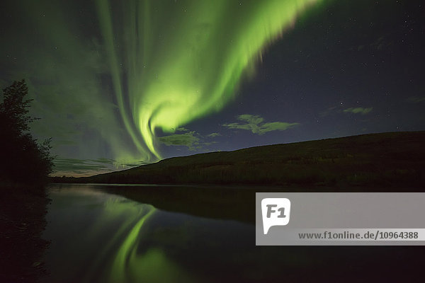 Nordlicht (Aurora Borealis) über dem Pelly River; Ross River  Yukon  Kanada '