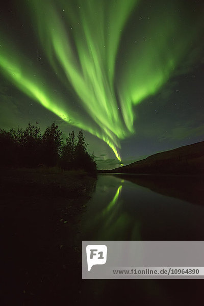 Nordlicht (Aurora Borealis) über dem Pelly River; Ross River  Yukon  Kanada'.