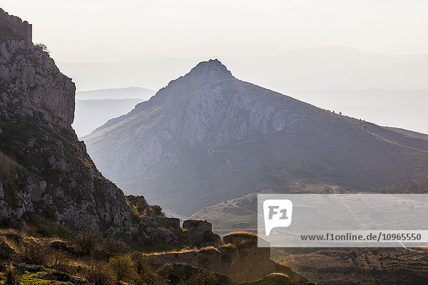 'Mountain and fortress in Upper Corinth; Corinth  Greece'