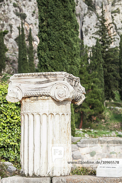 Ruinen einer Säule und eines Kapitols; Delphi  Griechenland'.