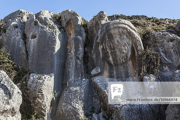 'Carving in a rugged rock cliff; Antioch  Turkey'