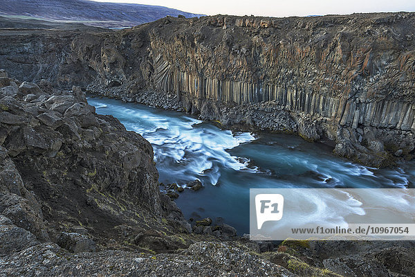 'The basalt column and waterfall known as Aldeyjarfoss in Northern Iceland; Iceland'