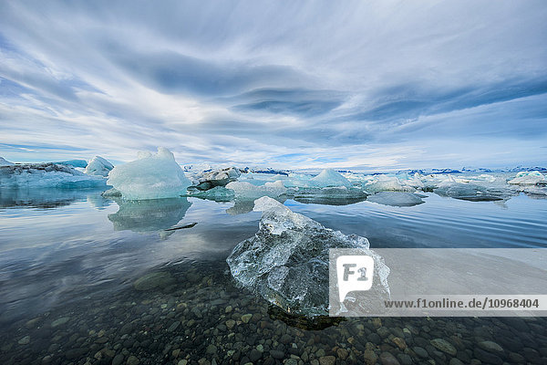 'The icebergs of the ice lagoon known as Jokulsarlon along the south coast of Iceland; Iceland'
