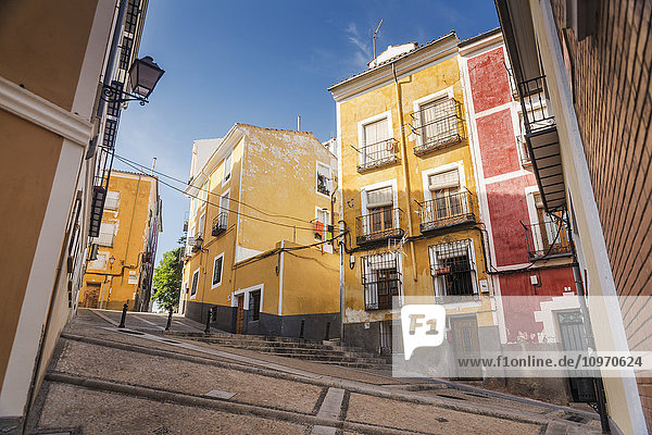 'Colourful houses in the downtown of Cuenca; Cuenca  Castile-La Mancha  Spain'