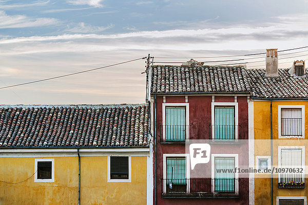 'Colourful houses in Cuenca's downtown; Cuenca  Castile-La Mancha  Spain'