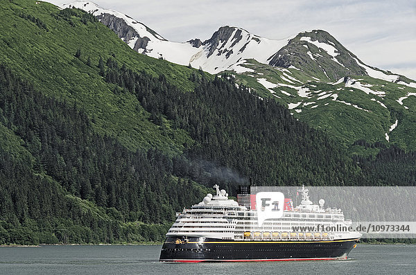 'Disney Cruise Lines ship ''Wonder'' leaving Juneau  Gastineau Channel  Southeast Alaska'