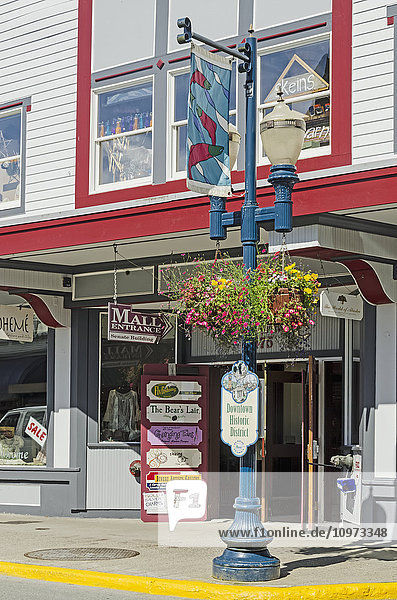 Store fronts along South Franklin Street in downtown Juneau  Southeast Alaska