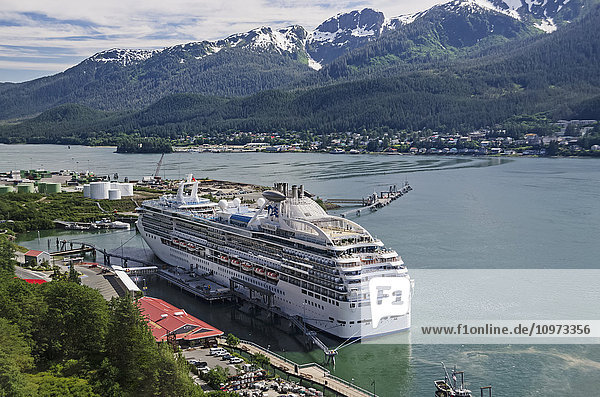 'Princess Cruises ''Coral Princess'' moored at the docks at Juneau  Gastineau Channel  Southeast Alaska'