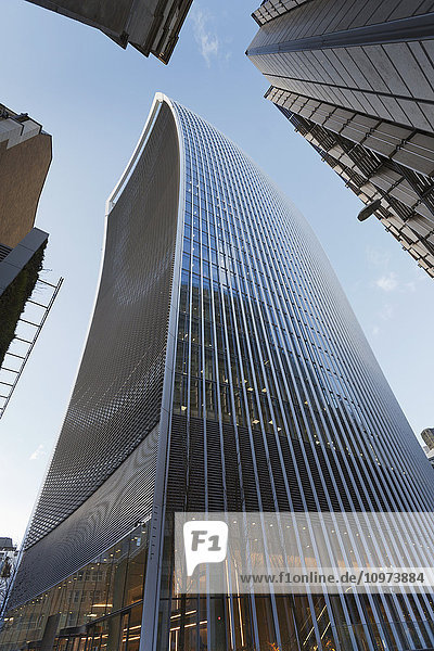 'Low angle view of 20 Fenchurch Street  known as the Walkie Talkie building; London  England'