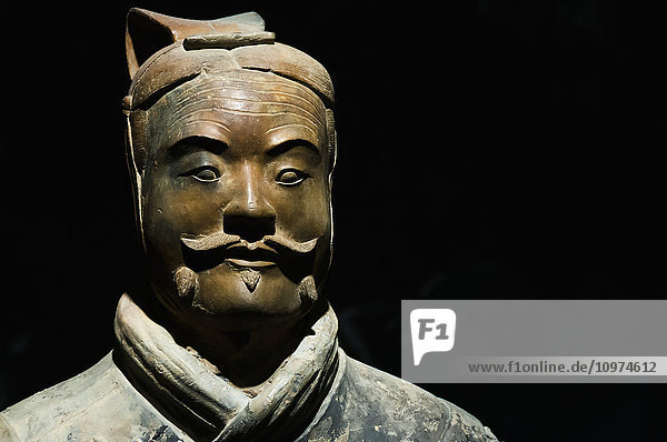'One of Xian´s Terracota Warriors a collection of terracotta sculptures depicting the armies of Qin Shi Huang the first Emperor of China; Xian Shaanxi province China'