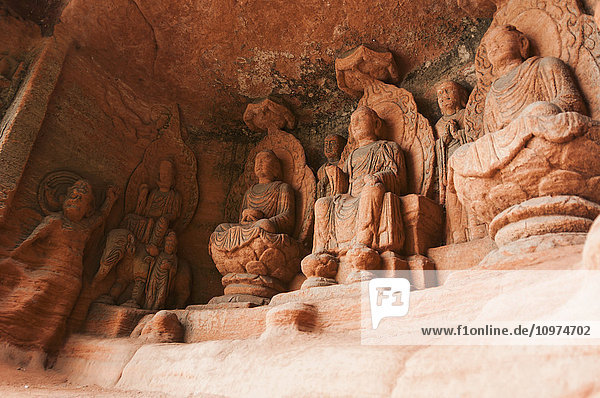 'Giant Buddha from Leshan the largest stone statue of Buddha around the world 71 metres tall; Sichuan province China'