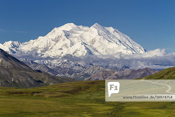 View of Mt. McKinley on a sunny day from Stony Overlook  Denali National Park and Preserve  Interior Alaska  Summer.