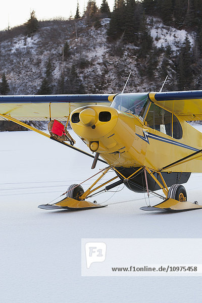 Piper PA-18 Super Cub auf Skiern  Southcentral Alaska.