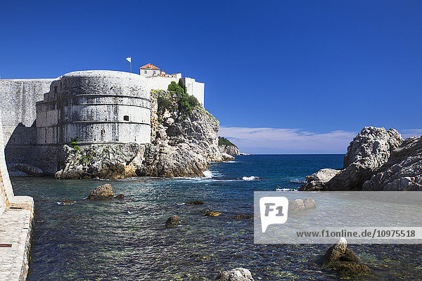 'The Walls of Dubrovnik surround the old city of Dubrovnik and provide stunning scenery and vantage points around the city; Dubrovnik  Croatia'
