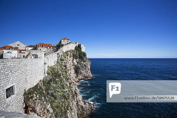 'The Walls of Dubrovnik surround the old city of Dubrovnik and provide stunning scenery and vantage points around the city; Dubrovnik  Croatia'
