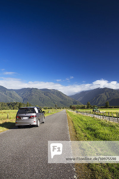 'A drive through scenic West Coast farmland; Harihari  West Coast  New Zealand'