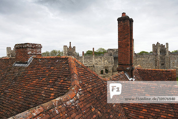 'Rooftops and wall of Framlingham Castle; Framlingham  Suffolk  England'