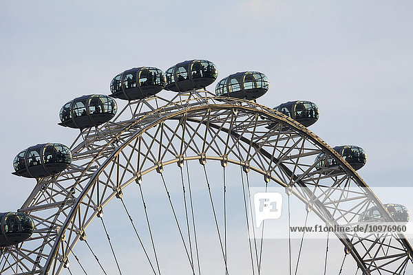 'Close up detail of the viewing pods of the London Eye; London  England'