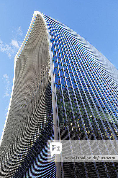 'Low angle view of 20 Fenchurch Street  known as the Walkie Talkie building; London  England'