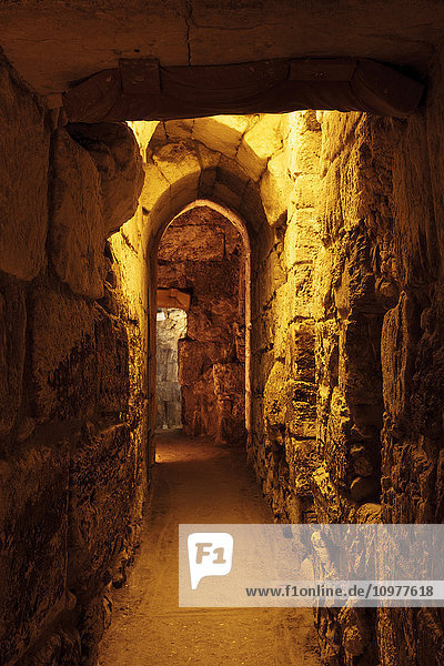 'Corridor of stone walls underground; Jerusalem  Israel'