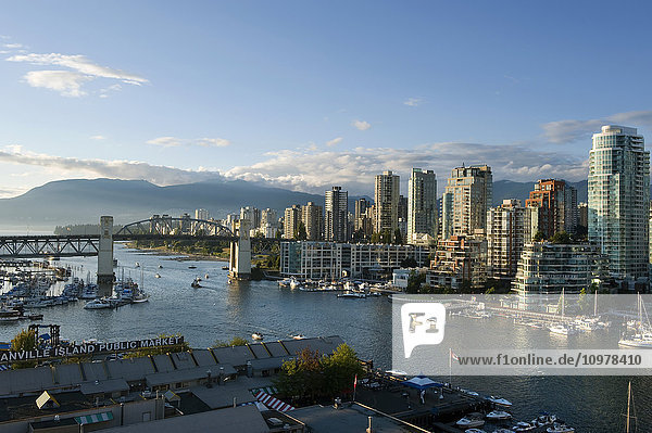 View Over Granville Island  False Creek  To West End And Burrard Street Bridge  Vancouver  British Columbia