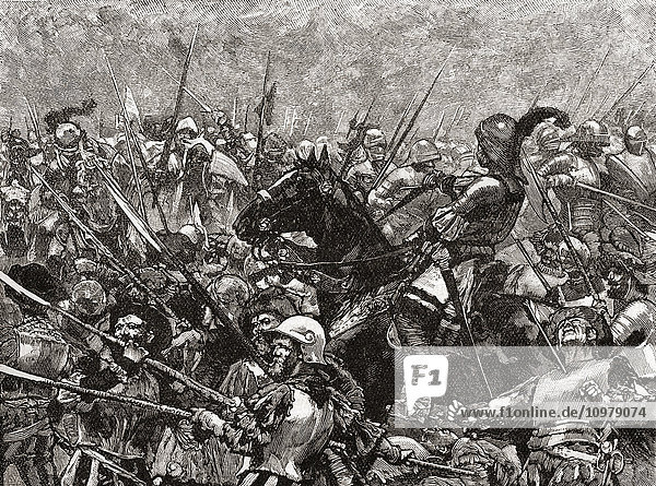 The last stand of Colonel Martin Schwartz who died at the Battle of Stoke Field  Nottinghamshire  England 1487  while fighting for Lambert Simnel  a Yorkist pretender to the English throne. Martin Schwartz  d.16 June 1487. German mercenary. From The Century Edition of Cassell's History of England  published 1901.