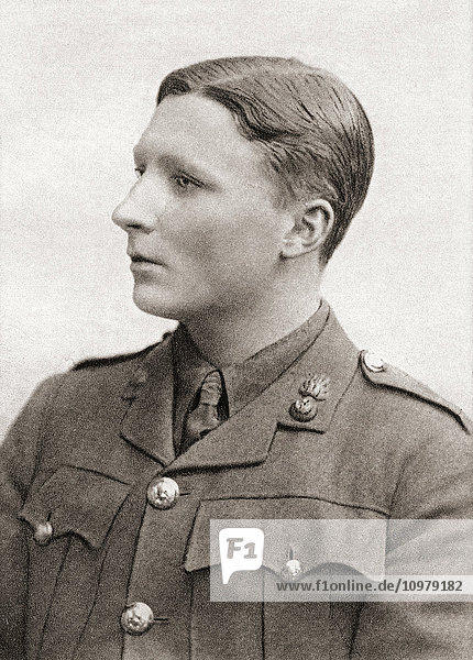 Robert W. Sterling  1893-1915. Leutnant der Royal Scots Fusiliers und Dichter des Ersten Weltkriegs. Aus For remembrance: Soldier Poets Who Have Fallen In The War  veröffentlicht ca. 1918.