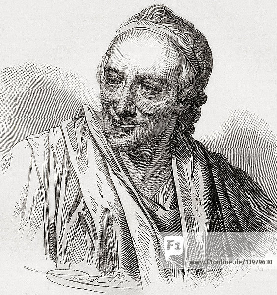 François-Marie Arouet  1694 - 1778  bekannt unter seinem Pseudonym Voltaire. Französischer Aufklärungsschriftsteller  Historiker und Philosoph. Aus Histoire de France  veröffentlicht um 1880