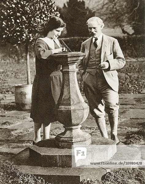 James Ramsay MacDonald 1866 – 1937. British politician and first ever Labour Prime Minister. Seen here with his daughter in 1924. From The Story of 25 Eventful Years in Pictures published 1935
