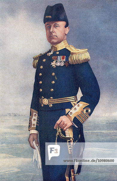 Admiral der Flotte John Rushworth Jellicoe  1. Graf Jellicoe  1859 - 1935. Offizier der Royal Navy. Aus The War Illustrated Album Deluxe  veröffentlicht 1915.