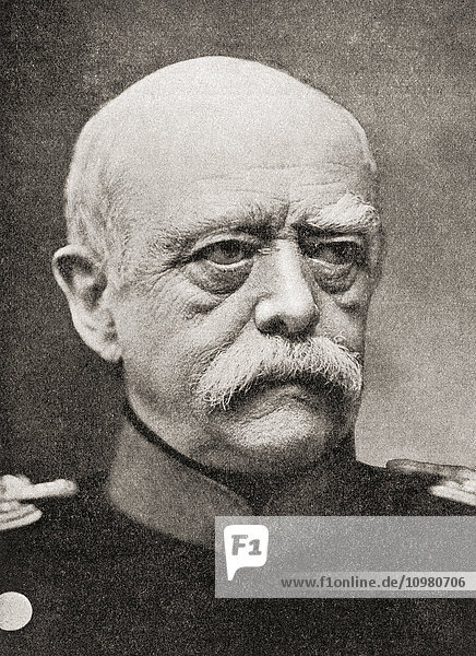 Otto Eduard Leopold  Fürst von Bismarck  Herzog von Lauenburg  1815 - 1898  auch bekannt als Otto von Bismarck. Konservativer preußischer Staatsmann und 1. Kanzler von Deutschland. Aus The History of the Great War  veröffentlicht ca. 1919