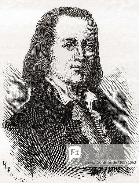 Claude Chappe  1763 - 1805. Französischer Erfinder des praktischen Semaphorensystems. Aus Les Merveilles de la Science  veröffentlicht um 1870