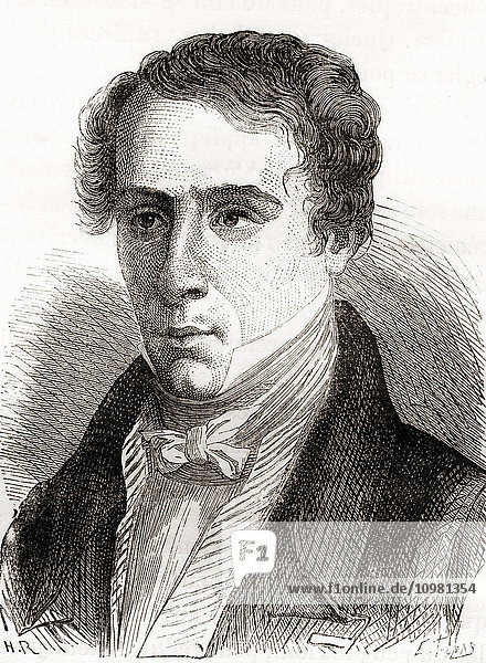 Augustin-Jean Fresne  1788-1827. Französischer Ingenieur und Physiker. Aus Les Merveilles de la Science  veröffentlicht um 1870