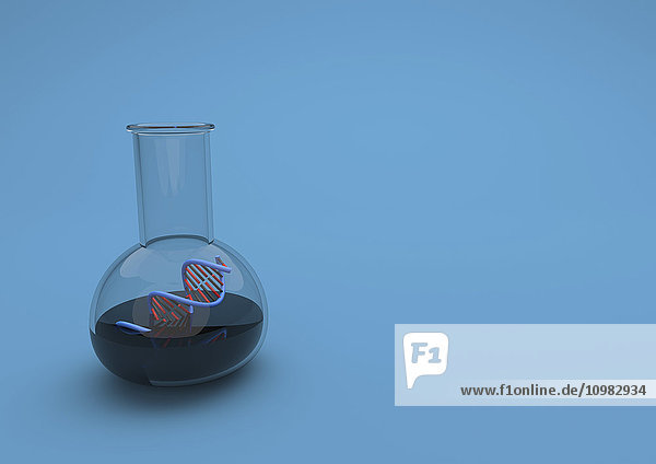 3D-Darstellung  Reagenzglas mit DNA