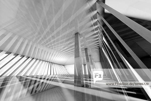 3D gerenderte Illustration  Architekturvisualisierung einer futuristischen Halle