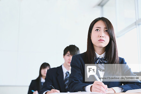 Japanese high-school students during a lesson