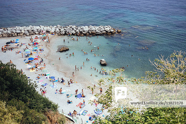 High angle view of people enjoying at Amalfi Coast