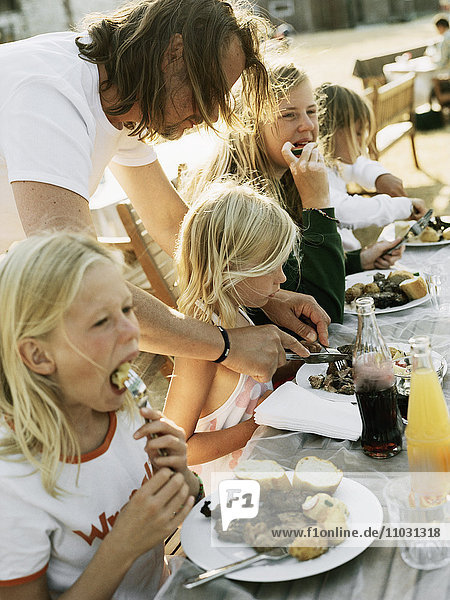 Family eating outdoor