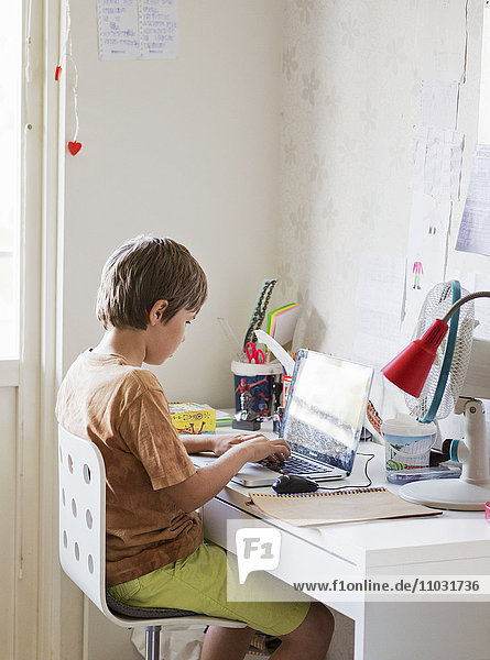Junge mit Laptop  Stockholm  Schweden