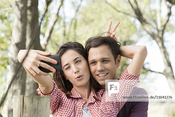 Couple posing for selfie