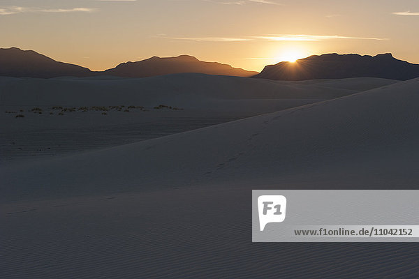 Sonnenuntergang über Dünen am White Sands National Monument  New Mexico  USA