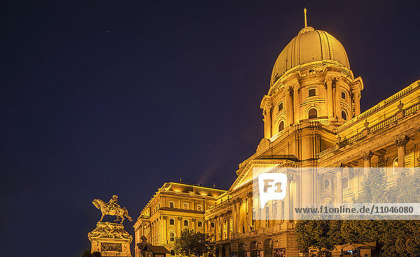 Budaer Burg bei Nacht beleuchtet  Budapest  Ungarn