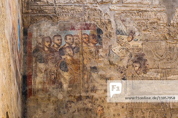 Koptisches Fresko im Karnak Tempel  Karnak  Luxor  Ägypten  Afrika