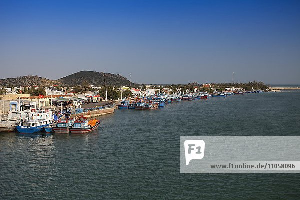 Fishing boats in the harbor of Phan Rang  Ninh Thuan province  Vietnam  Asia