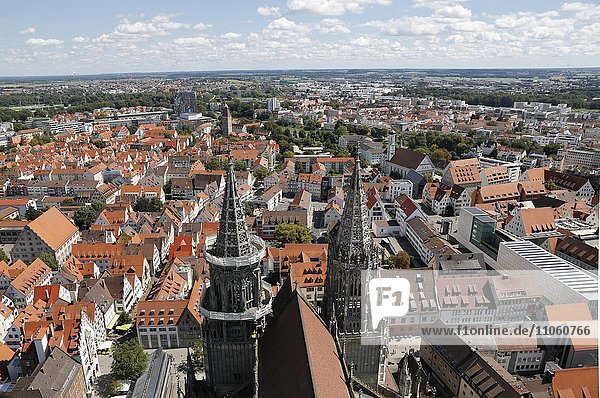 Ulm Cathedral  view from the west tower to the nave and the towers  Ulm  Baden-Württemberg  Germany  Europe